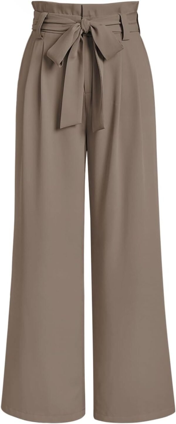 Wide Leg Dress Pants Women's Paperbag High Waisted Business Casual Trousers with Removable Belt