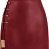 Women's Side Slit Metallic Trim High Waisted Faux Leather Short Skirts