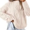 Women's Oversized Cable Knit Crewneck Sweaters
