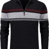 8b6186067e9e4fdc8c249c50939bf780 Men's Sweaters 1/4 Zip Cotton Sweater Pullover Polo Sweaters Striped Fall Winter Warm Sweatshirts