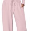 Women's 2 Piece Matching Lounge Set Long Sleeve Slightly Crop Top Wide Leg Pants Casual Sweatsuit