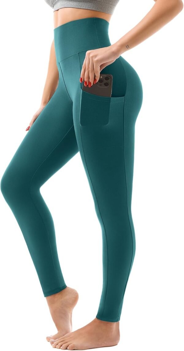 High Waisted Leggings with Pockets Women. Full Length Capri Buttery Soft Stretchy Yoga Pants