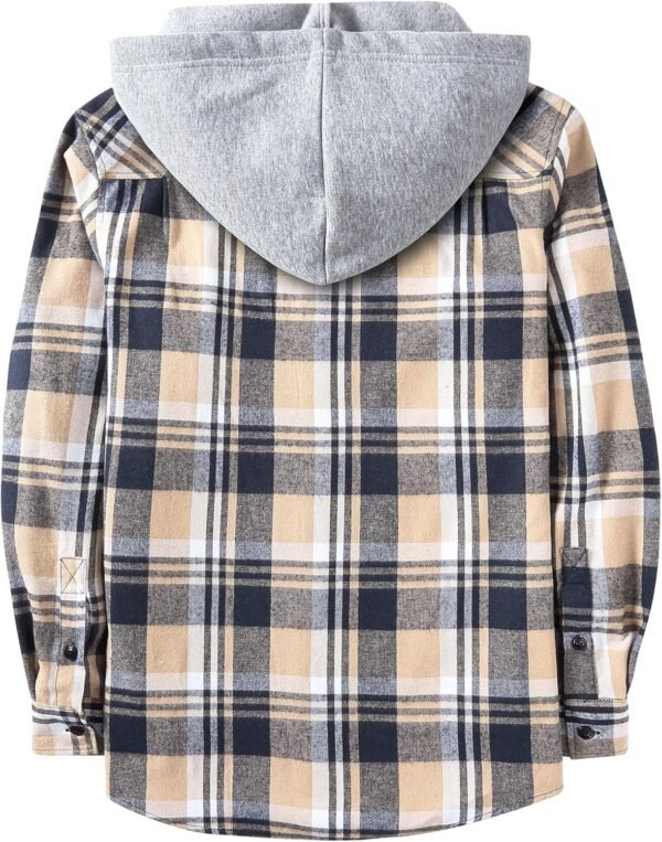 Men's Flannel Hoodie Shirts Casual Button Down Plaid Shirt Jackets for Men Long Sleeve Stylish Hooded with Pocket