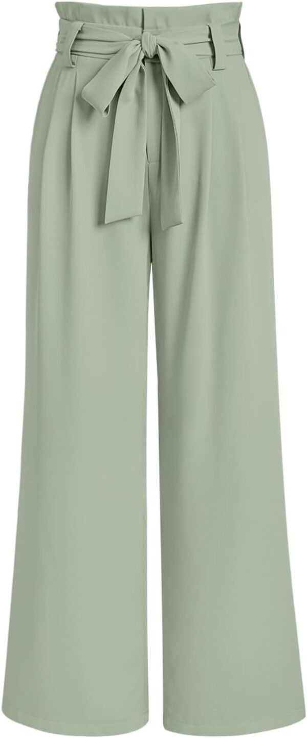 Wide Leg Dress Pants Women's Paperbag High Waisted Business Casual Trousers with Removable Belt