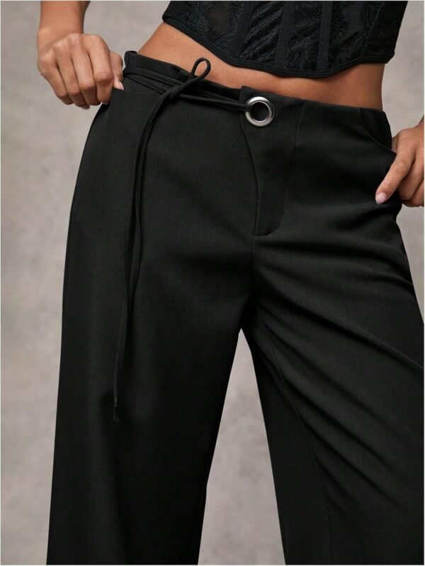 Women's Low Rise Waisted Dress Pants Wide Leg Straight Trousers Work Slacks Pants Business Casual Outfits