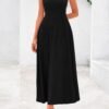 Spring Casual Dresses for Women 2025 Summer Business Work Midi Sleeveless A Line Pleated Cocktail Dress