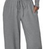 Women's 2 Piece Matching Lounge Set Long Sleeve Slightly Crop Top Wide Leg Pants Casual Sweatsuit