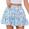 Women's Pleated Skater Skirt Basic Casual High Waisted Ruffles Flared Mini Lingerie Skirts