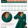 Mini Deep V Sexy Long Sleeve Dress for Women A-line High Waisted Casual Flowy Dress for Cocktail Wedding Guest