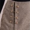 Women's Side Slit Metallic Trim High Waisted Faux Leather Short Skirts