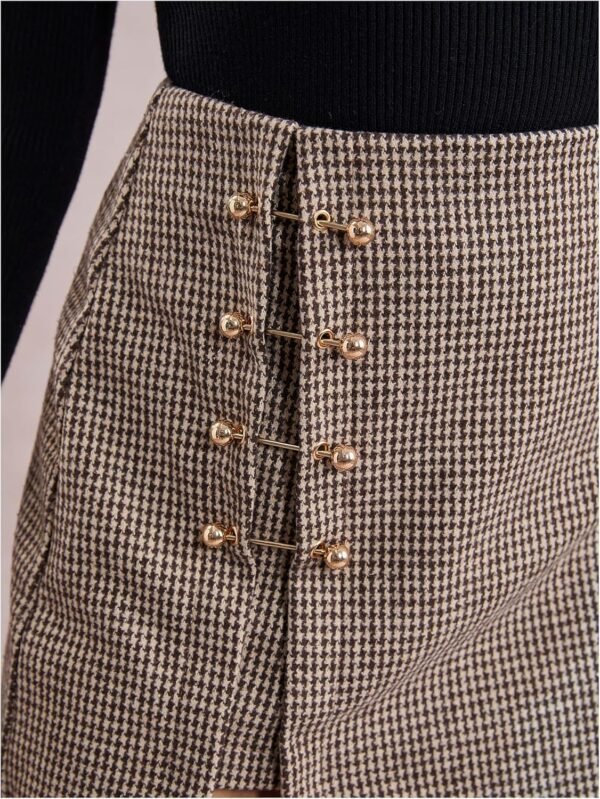 Women's Side Slit Metallic Trim High Waisted Faux Leather Short Skirts