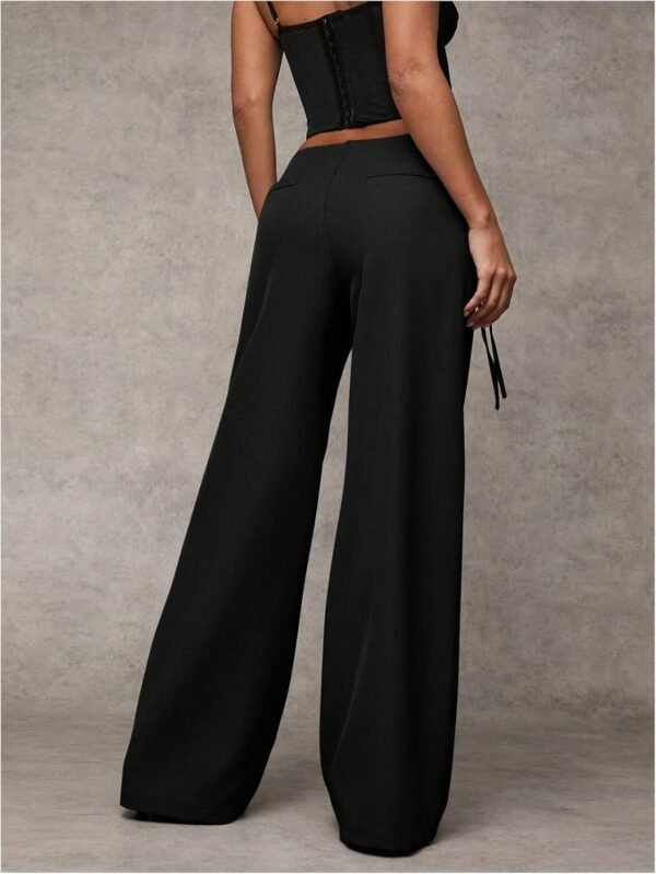 Women's Low Rise Waisted Dress Pants Wide Leg Straight Trousers Work Slacks Pants Business Casual Outfits