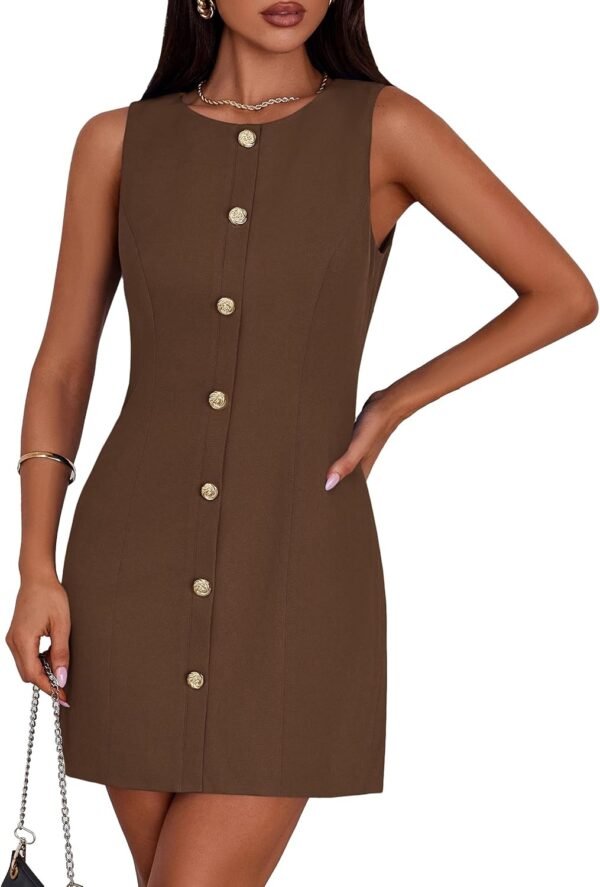 Work Dresses for Women 2025 Summer Business Formal Short Dress Sleeveless Button Down Elegant Office Outfits