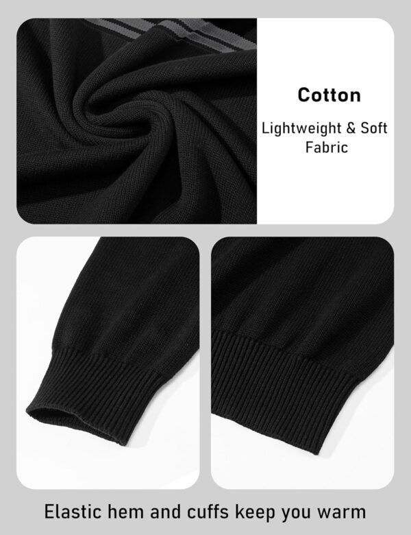 b7f923f522d2464f941d3c32d79f9480 Men's Sweaters 1/4 Zip Cotton Sweater Pullover Polo Sweaters Striped Fall Winter Warm Sweatshirts