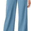 Womens Dress Pants Wide Leg Pull On Stretchy Work Pants Women High Waisted Business Casual Trousers with Pockets