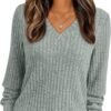 Women's V Neck Long Sleeve Shirt Fall Fashion Tops Tunic Dressy Casual Sweater Clothes Cute Trendy Work Outfits 2025