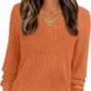 Women's V Neck Long Sleeve Shirt Fall Fashion Tops Tunic Dressy Casual Sweater Clothes Cute Trendy Work Outfits 2025