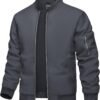 Men's Bomber Jacket Lightweight Casual Spring Fall Windbreaker Zip Up Coat with Pocket