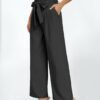 Wide Leg Dress Pants Women's Paperbag High Waisted Business Casual Trousers with Removable Belt