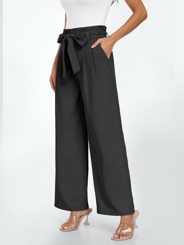 Wide Leg Dress Pants Women's Paperbag High Waisted Business Casual Trousers with Removable Belt
