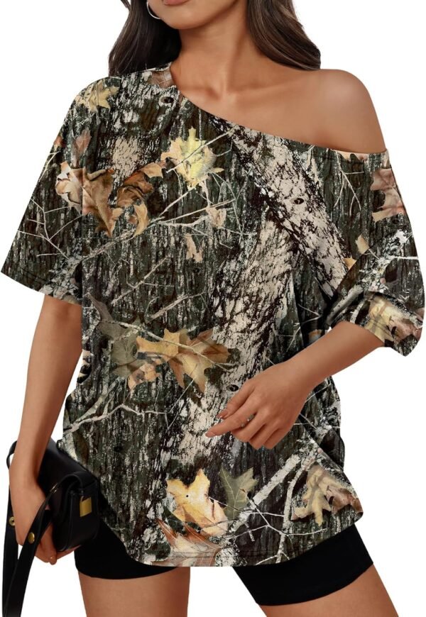 Womens Off The Shoulder Tops Oversized T-Shirts Short Sleeve Tees Summer 2025 Casual Spring Fashion Clothes