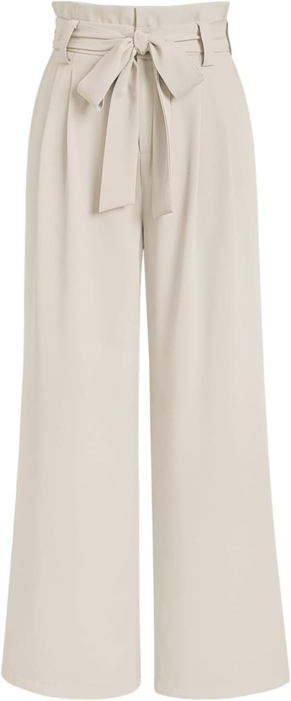 Wide Leg Dress Pants Women's Paperbag High Waisted Business Casual Trousers with Removable Belt