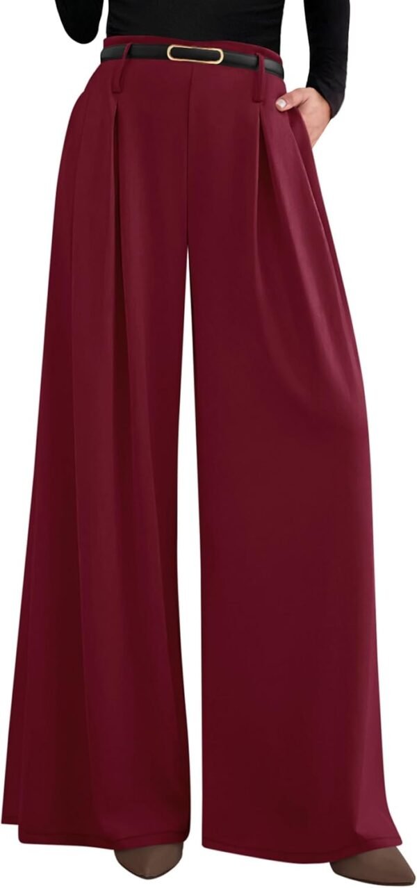 c6b34dee7a464be1a0e112a864640f48 Womens Fall Wide Leg Trousers 2025 High Elastic Waist Loose Pleated Long Flowy Palazzo Work Pants with Pockets