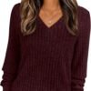 Women's V Neck Long Sleeve Shirt Fall Fashion Tops Tunic Dressy Casual Sweater Clothes Cute Trendy Work Outfits 2025