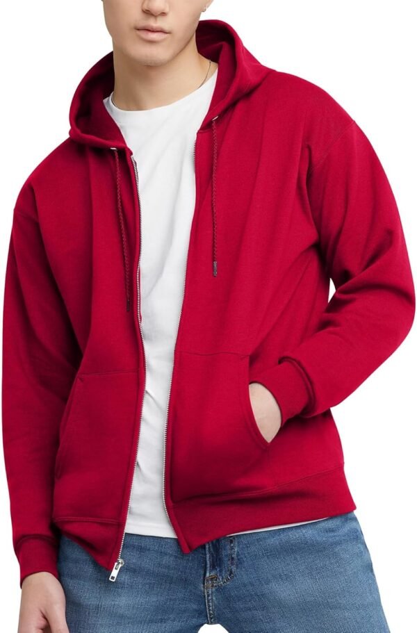 Mens Zip-up Hoodie. Ecosmart Fleece Full-zip Hoodie for Men. Hooded Sweatshirt
