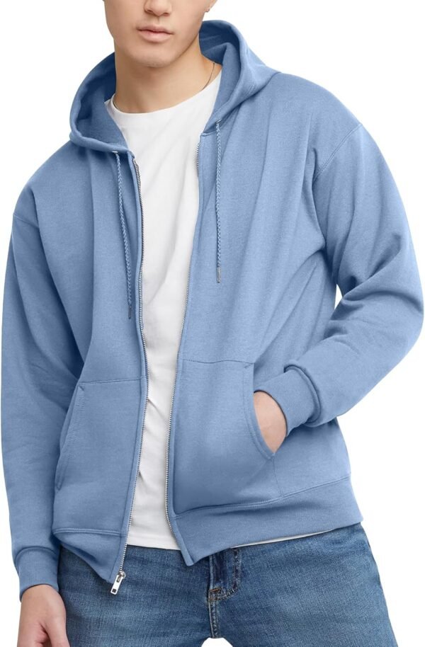 Mens Zip-up Hoodie. Ecosmart Fleece Full-zip Hoodie for Men. Hooded Sweatshirt