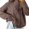 Women's Oversized Cable Knit Crewneck Sweaters