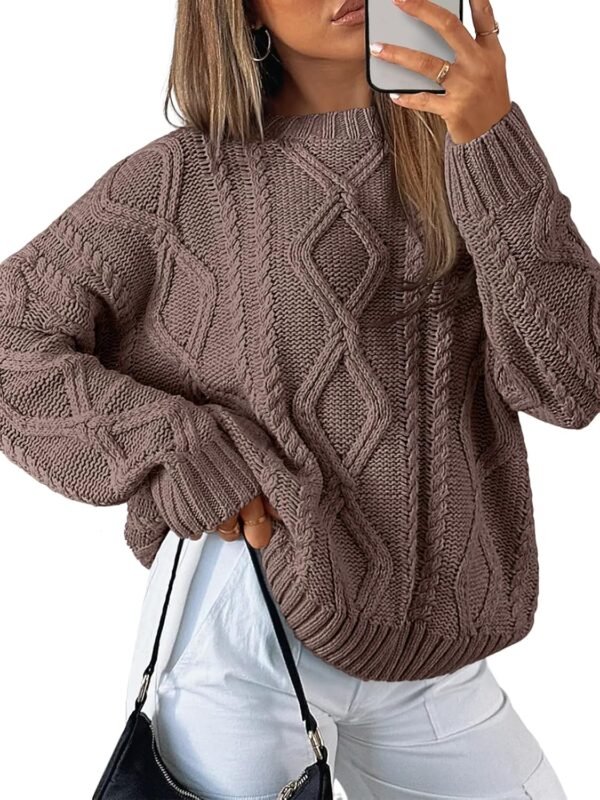Women's Oversized Cable Knit Crewneck Sweaters
