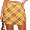 Women's Side Slit High Waisted Mini Skirt Stretchy Bodycon Skort 2025 Y2K Club Skirts with Underneath