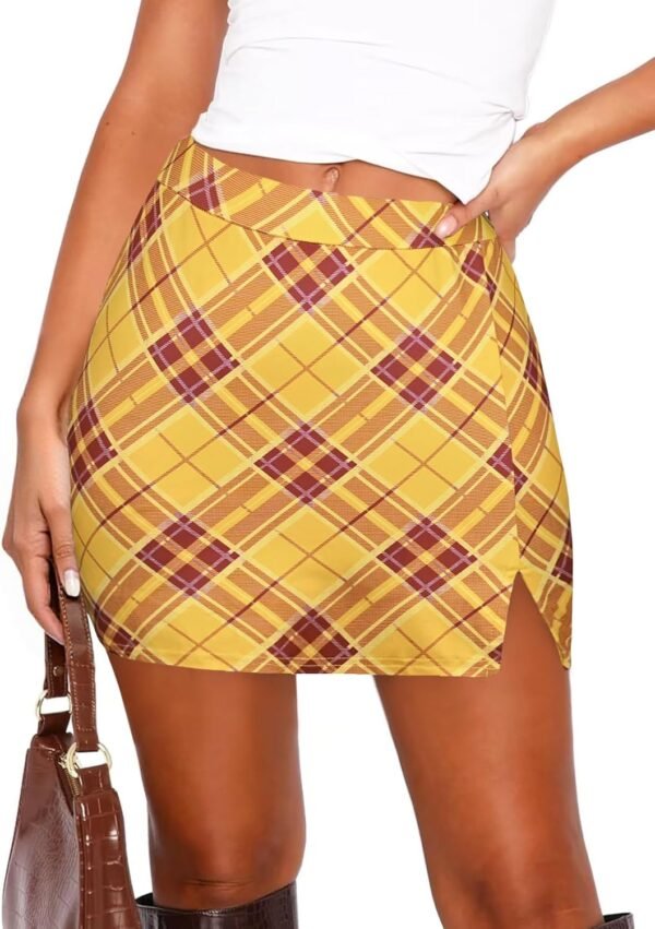 Women's Side Slit High Waisted Mini Skirt Stretchy Bodycon Skort 2025 Y2K Club Skirts with Underneath