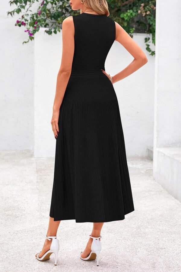Spring Casual Dresses for Women 2025 Summer Business Work Midi Sleeveless A Line Pleated Cocktail Dress