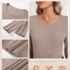 3 Pack Women's Ribbed Long Sleeve Tops. Crew Neck Slim Fit Undershirts Knit Basic Casual Stretch Layering Tee Shirts