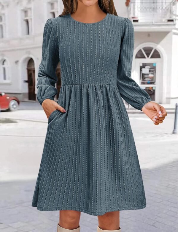 Women's Fall Sweater Dresses with Pockets Crew Neck Long Sleeve A-Line Dresses for Women 2025 Casual Winter Dresses