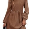 Women's Fall Sweater Dresses with Pockets Crew Neck Long Sleeve A-Line Dresses for Women 2025 Casual Winter Dresses