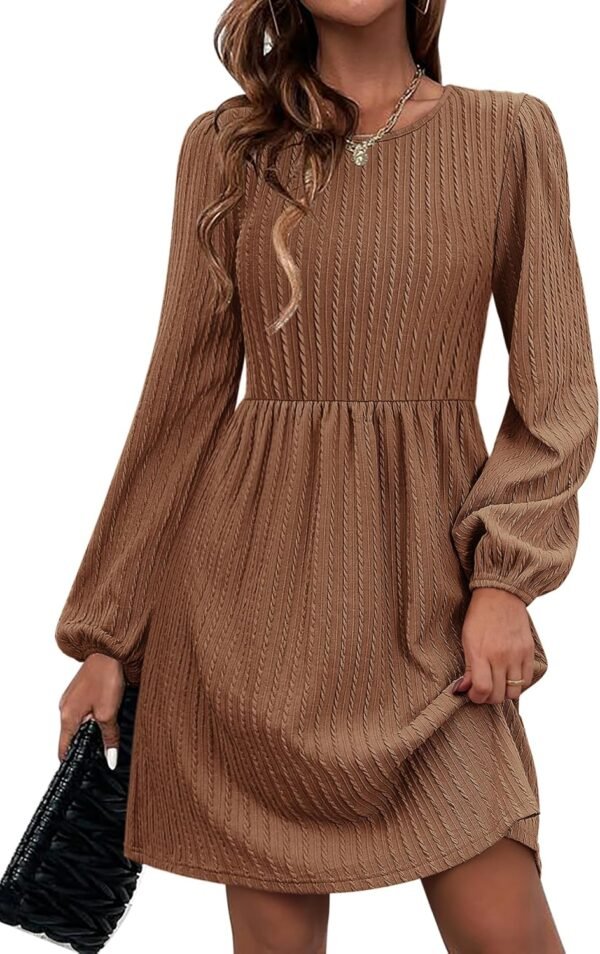 Women's Fall Sweater Dresses with Pockets Crew Neck Long Sleeve A-Line Dresses for Women 2025 Casual Winter Dresses