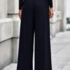 d65b813920eb4029b93070407ca72208 Womens Fall Wide Leg Trousers 2025 High Elastic Waist Loose Pleated Long Flowy Palazzo Work Pants with Pockets