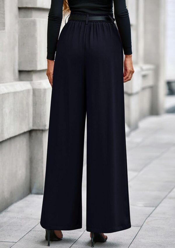 d65b813920eb4029b93070407ca72208 Womens Fall Wide Leg Trousers 2025 High Elastic Waist Loose Pleated Long Flowy Palazzo Work Pants with Pockets