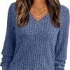 Women's V Neck Long Sleeve Shirt Fall Fashion Tops Tunic Dressy Casual Sweater Clothes Cute Trendy Work Outfits 2025