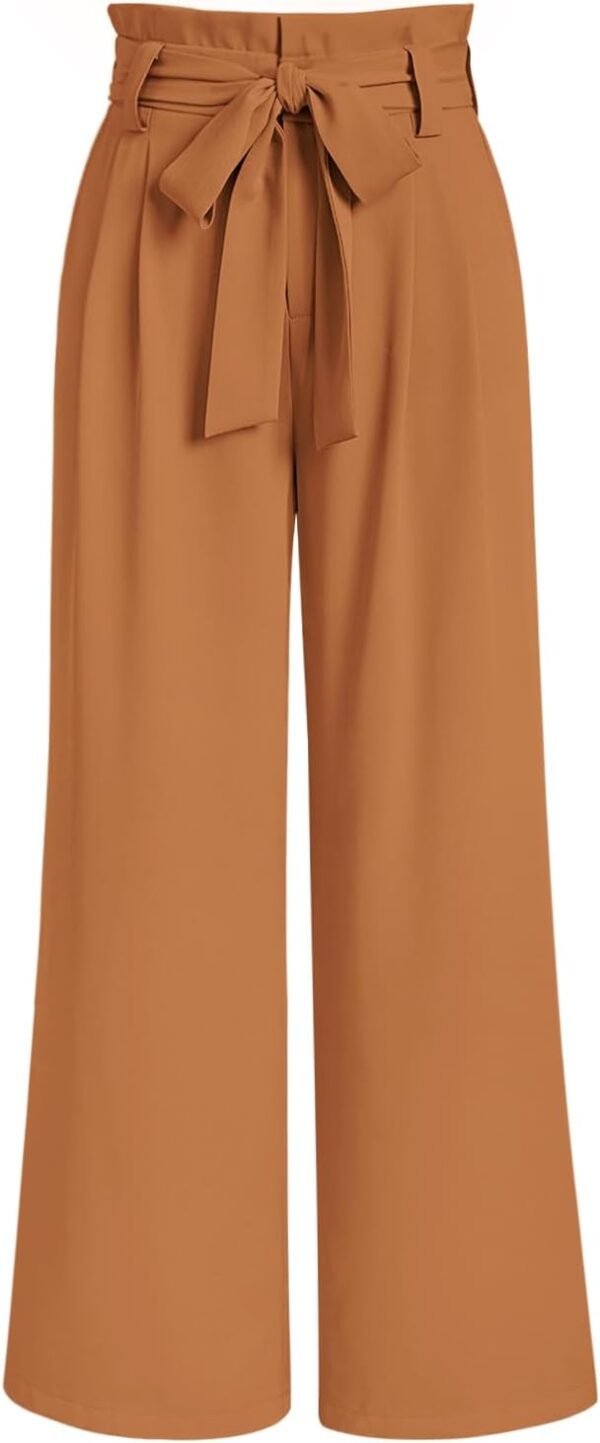 Wide Leg Dress Pants Women's Paperbag High Waisted Business Casual Trousers with Removable Belt