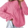 Women's Oversized Cable Knit Crewneck Sweaters
