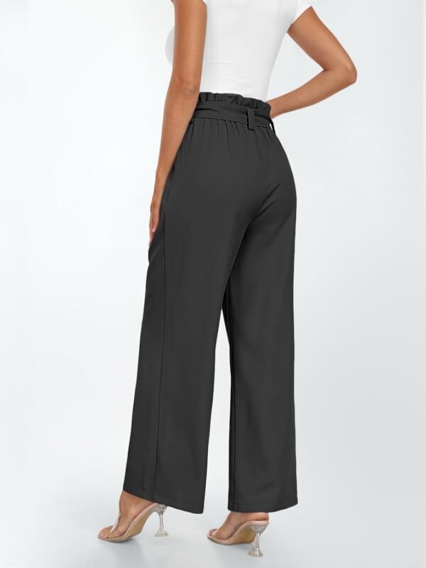 Wide Leg Dress Pants Women's Paperbag High Waisted Business Casual Trousers with Removable Belt