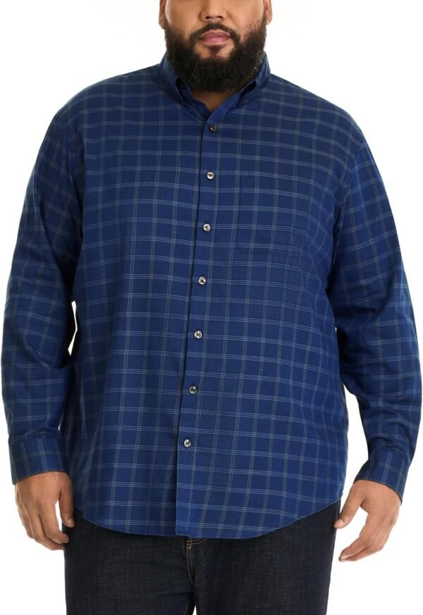 Men's Big and Tall Long-Sleeve Traveler No-Iron Button-Front Shirt