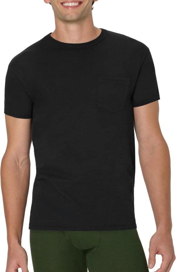 Men's Pocket T-Shirt Pack. 6-Pack. Cool & Breathable Cotton Tees. Stay-Tucked Undershirts for Men