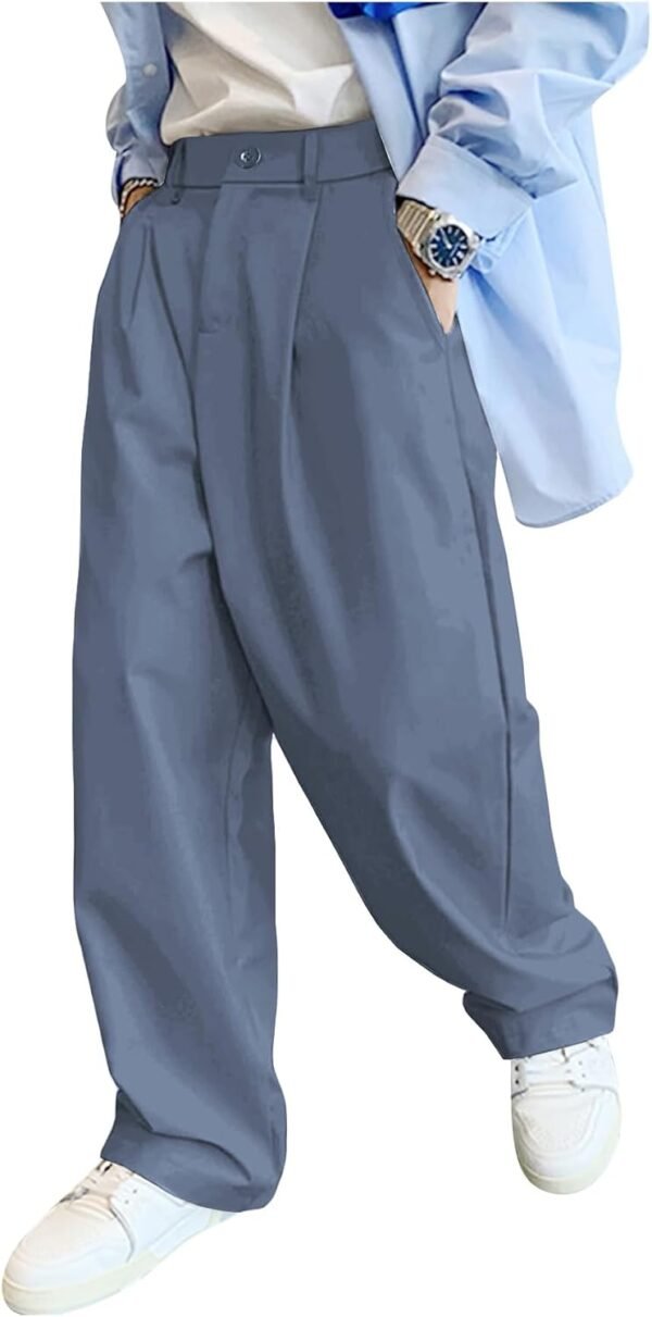 Men's Slacks Wide Leg Baggy Dress Pants Casual Lightweight Trousers with Pockets