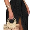 Womens Summer Halter Dress Hollow Out A Line Vacation Dresses with Eyelet Embroidery & Side Slit