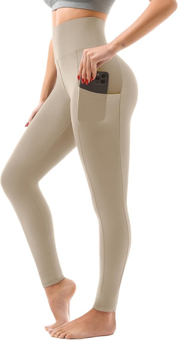High Waisted Leggings with Pockets Women. Full Length Capri Buttery Soft Stretchy Yoga Pants